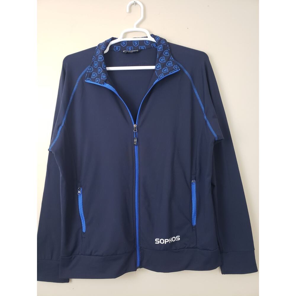 RARE Boardroom Eco Apparel Sophos Cyber Security Mens Jacket Size L Navy Zip